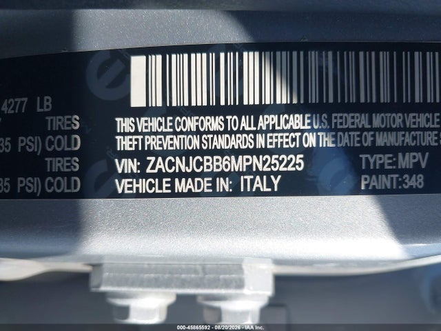 45865592 :رقم المزاد ، ZACNJCBB6MPN25225 vin ، 2021 Jeep Renegade Latitude Fwd مزاد بيع