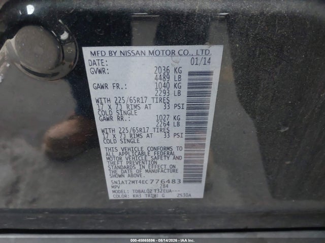 Nissan ROGUE SV 2014 5N1AT2MT4EC776483 Image 9