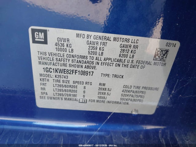 1GC1KWE82FF108917 Chevrolet Silverado 2500hd Ltz