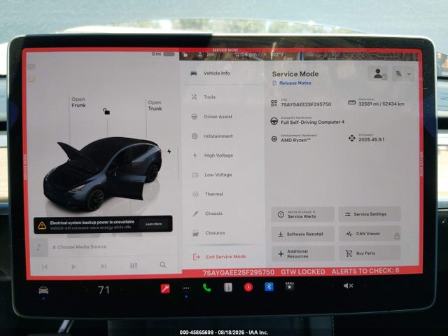 Продажа на аукционе авто 2025 Tesla Model Y Long Range Dual Motor All-wheel Drive, vin: 7SAYGAEE2SF295750, номер лота: 45865698