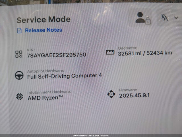 Продажа на аукционе авто 2025 Tesla Model Y Long Range Dual Motor All-wheel Drive, vin: 7SAYGAEE2SF295750, номер лота: 45865698