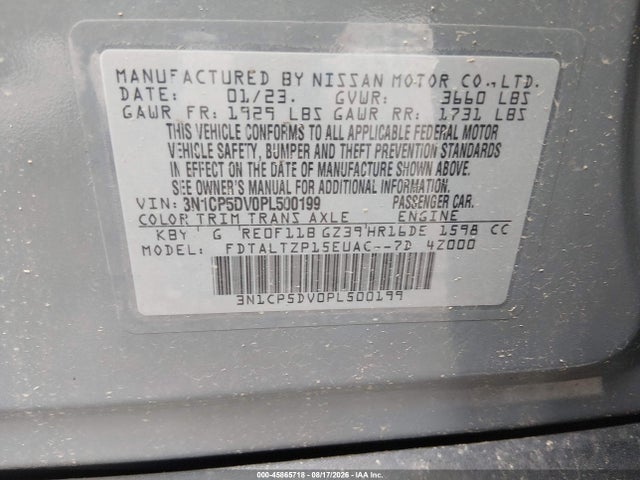2023 Nissan Kicks Sr Xtronic Cvt მანქანა იყიდება აუქციონზე, vin: 3N1CP5DV0PL500199, აუქციონის ნომერი: 45865718