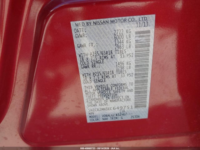 5N1CR2MN3EC649751 Nissan Pathfinder Hybrid Sl