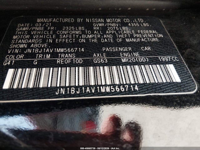 Продаж на аукціоні авто 2021 Nissan Rogue Sport S Fwd Xtronic Cvt, vin: JN1BJ1AV1MW566714, номер лоту: 45865739