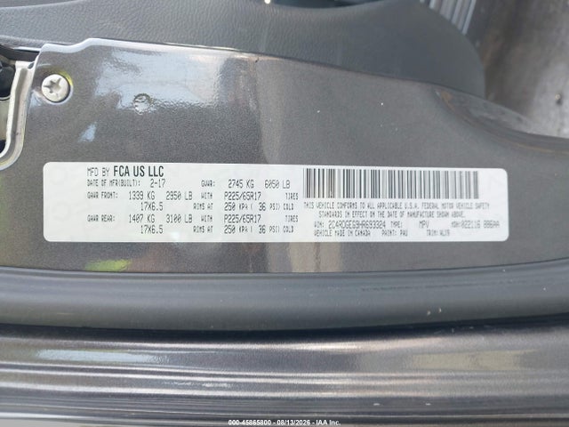 Продаж на аукціоні авто 2017 Dodge Grand Caravan Gt, vin: 2C4RDGEG9HR693324, номер лоту: 45865800
