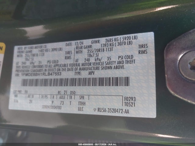 45865808 :رقم المزاد ، 1FMDE8BH1RLB47553 vin ، 2024 Ford Bronco Outer Banks مزاد بيع
