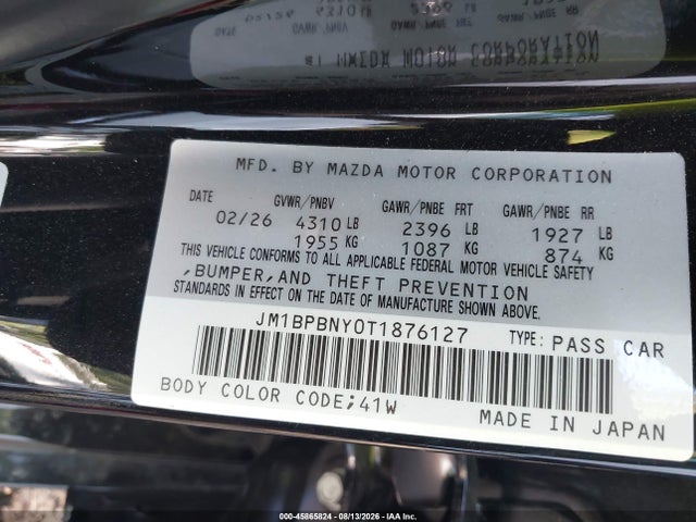 Aukcja sprzedaży 2026 Mazda Mazda3 2.5 Turbo Premium Plus, vin: JM1BPBNY0T1876127, numer aukcji: 45865824