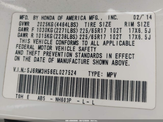 Honda CR-V EX 2014 5J6RM3H56EL027524 Image 9