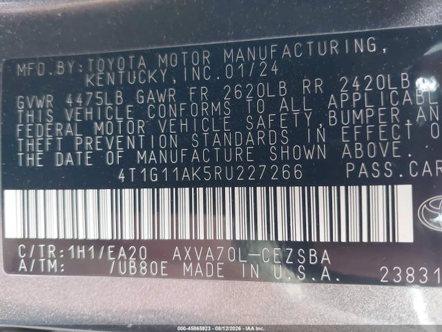 4T1G11AK5RU227266 Toyota CAMRY SE