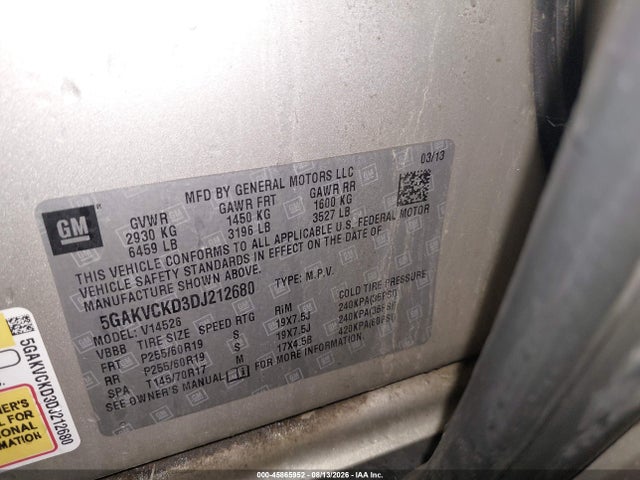 Aukcja sprzedaży 2013 Buick Enclave Leather, vin: 5GAKVCKD3DJ212680, numer aukcji: 45865952