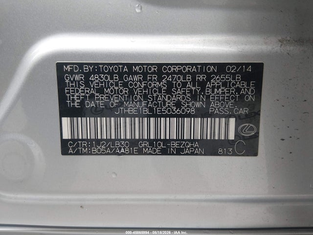 Продаж на аукціоні авто 2014 Lexus Gs 350, vin: JTHBE1BL1E5036098, номер лоту: 45865994