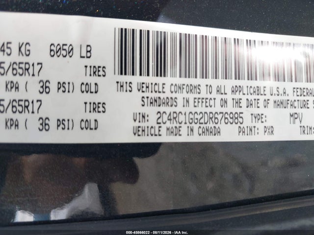 Aukcja sprzedaży 2013 Chrysler Town & Country Limited, vin: 2C4RC1GG2DR676985, numer aukcji: 45866022