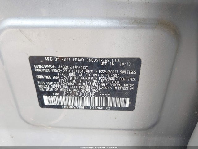 Продажа на аукционе авто 2014 Subaru Forester 2.5i Limited, vin: JF2SJAJC0EH513666, номер лота: 45866040