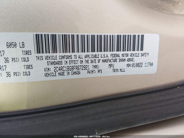 45866050 :رقم المزاد ، 2C4RC1BG8FR672921 vin ، 2015 Chrysler Town & Country Touring مزاد بيع