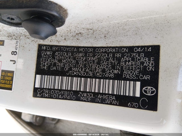 Toyota Prius Three 2014 JTDKN3DU3E1827498 Image 9