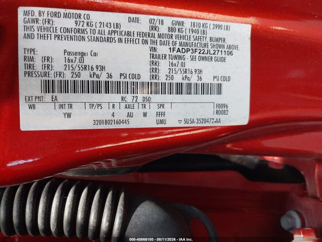 Ford FOCUS SE 2018 1FADP3F22JL271106 Image 9