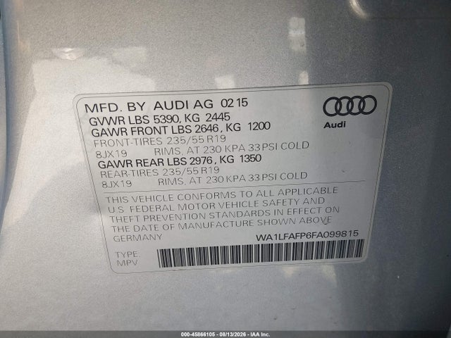 WA1LFAFP6FA099815 Audi Q5 2.0t Premium