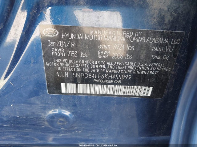 Hyundai ELANTRA SEL 2019 5NPD84LF6KH455099 Image 9