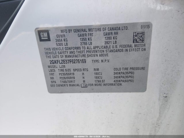 Продажа на аукционе авто 2015 Gmc Terrain Denali, vin: 2GKFLZE37F6276169, номер лота: 45866179