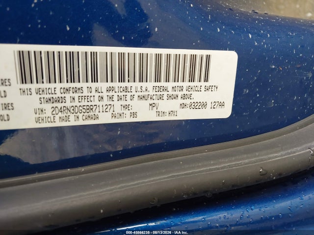 Продажа на аукционе авто 2011 Dodge Grand Caravan Mainstreet, vin: 2D4RN3DG5BR711271, номер лота: 45866235