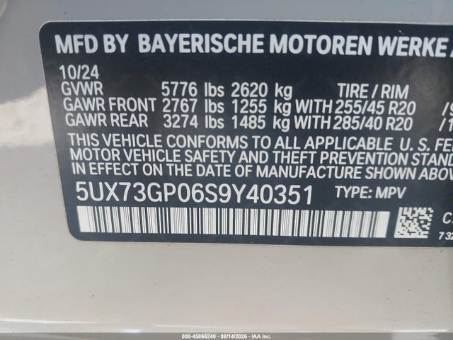 5UX73GP06S9Y40351 BMW X3 M50 Xdrive