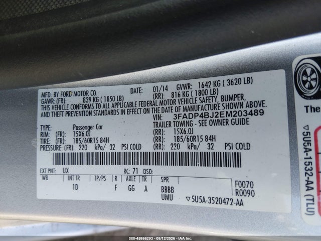 3FADP4BJ2EM203489 Ford FIESTA SE