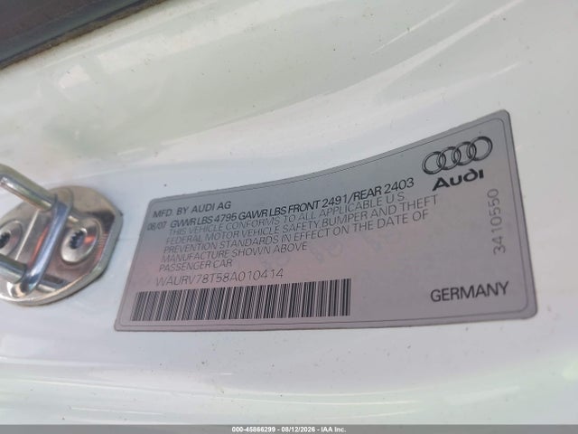 Aukcja sprzedaży 2008 Audi S5 4.2l, vin: WAURV78T58A010414, numer aukcji: 45866299