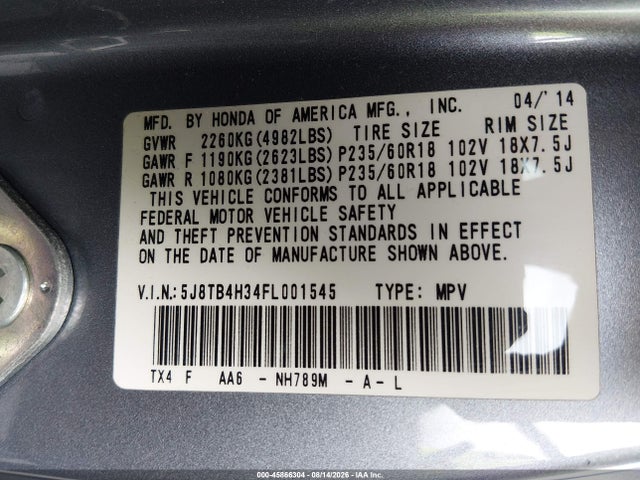 Acura RDX 2015 5J8TB4H34FL001545 Image 9