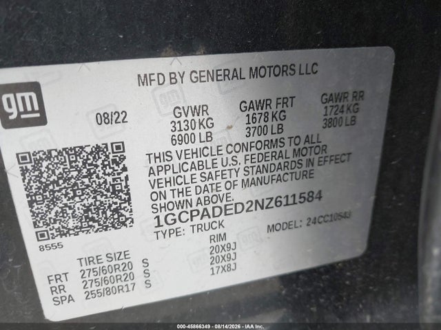 1GCPADED2NZ611584 Chevrolet Silverado 1500 2wd Short Bed Rst