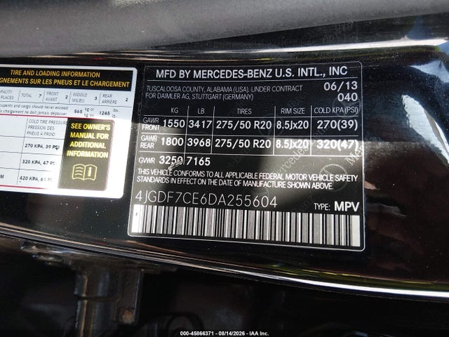 Auction sale of the 2013 Mercedes-benz Gl 450 4matic, vin: 4JGDF7CE6DA255604, lot number: 45866371
