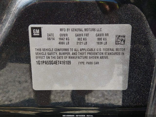 1G1PA5SG4E7416109 Chevrolet Cruze Ls Auto