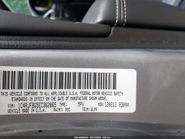 Aukcja sprzedaży 2014 Jeep Grand Cherokee Limited, vin: 1C4RJFBG5EC362865, numer aukcji: 45866434