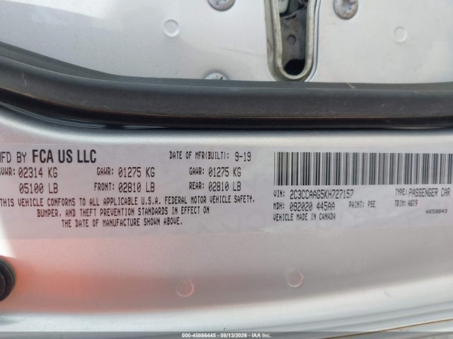 Aukcja sprzedaży 2019 Chrysler 300 Touring, vin: 2C3CCAAG5KH727157, numer aukcji: 45866445