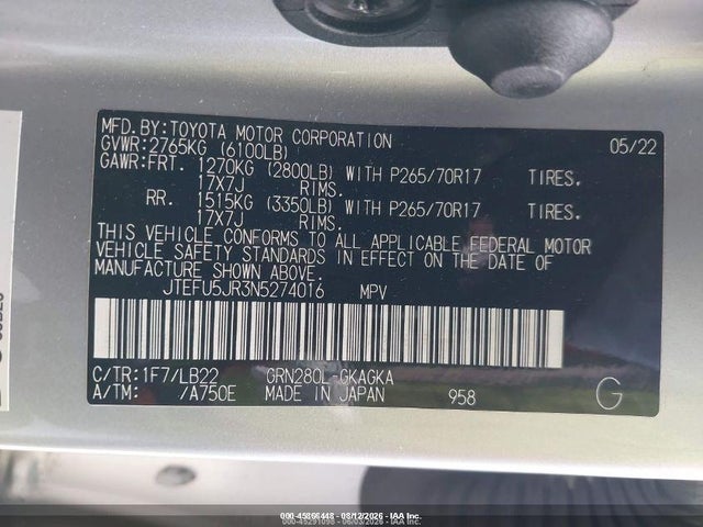 Toyota 4runner Sr5 Premium 2022 JTEFU5JR3N5274016 Image 9