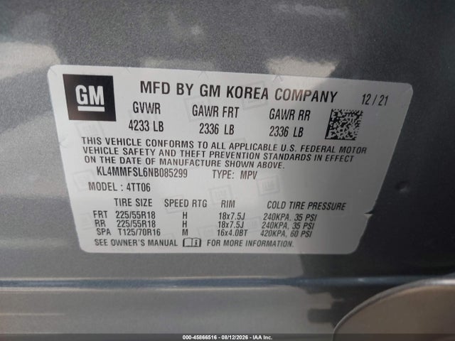 Продаж на аукціоні авто 2022 Buick Encore Gx Fwd Essence, vin: KL4MMFSL6NB085299, номер лоту: 45866516