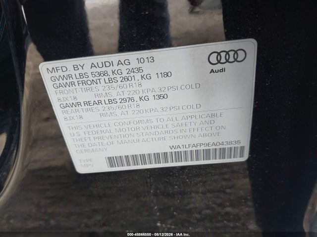 WA1LFAFP9EA043835 Audi Q5 2.0t Premium