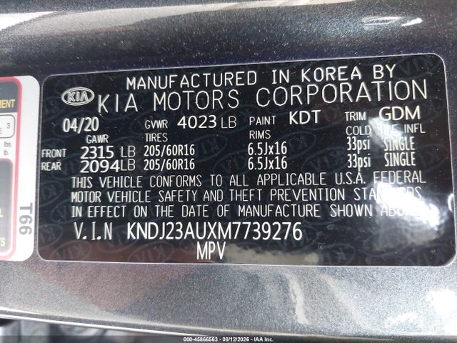Продаж на аукціоні авто 2021 Kia Soul S, vin: KNDJ23AUXM7739276, номер лоту: 45866563