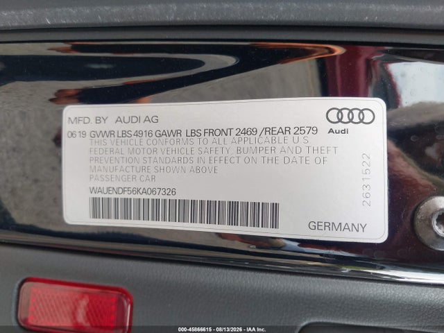 Audi A5 45 Premium 2019 WAUENDF56KA067326 Image 9