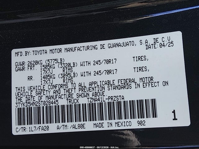 Toyota Tacoma Sr 2025 3TYKD5HN2ST028445 Image 9