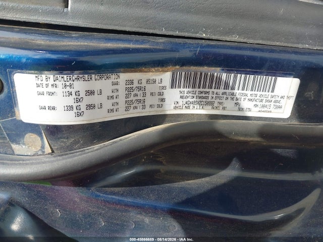 Aukcja sprzedaży 2002 Jeep Grand Cherokee Laredo, vin: 1J4GX48SX2C150992, numer aukcji: 45866689