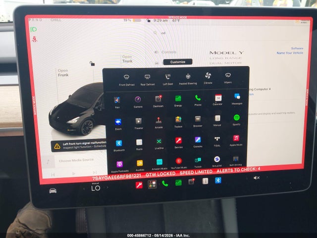 Продаж на аукціоні авто 2024 Tesla Model Y Long Range Dual Motor All-wheel Drive, vin: 7SAYGAEE6RF981221, номер лоту: 45866712