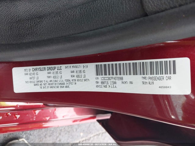 Aukcja sprzedaży 2015 Chrysler 200 S, vin: 1C3CCCBG7FN572988, numer aukcji: 45866720