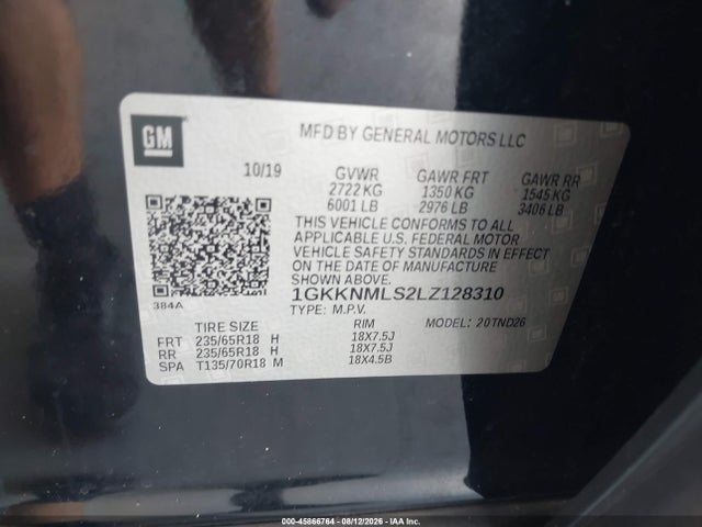 Продажа на аукционе авто 2020 Gmc Acadia Fwd Slt, vin: 1GKKNMLS2LZ128310, номер лота: 45866764