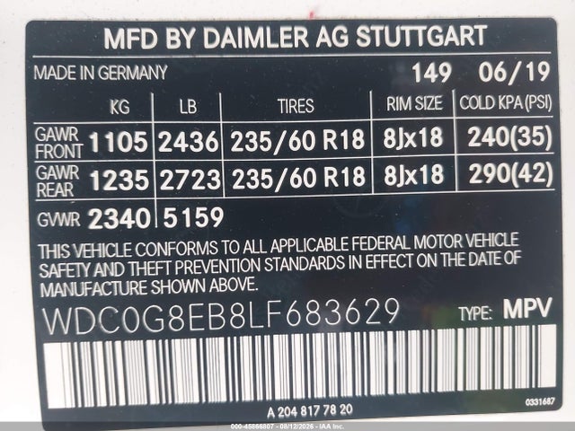 WDC0G8EB8LF683629 Mercedes-Benz Glc 300 4matic