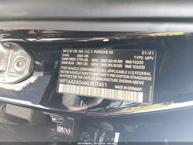 Auction sale of the 2021 Porsche Macan, vin: WP1AA2A56MLB03451, lot number: 45866841