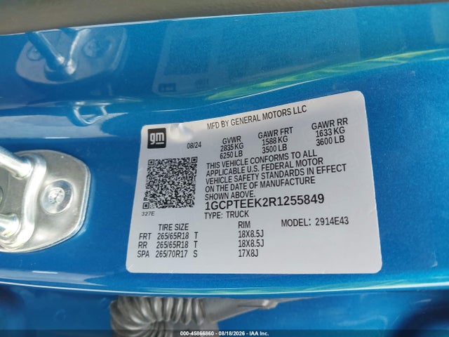 Продажа на аукционе авто 2024 Chevrolet Colorado 4wd Trail Boss, vin: 1GCPTEEK2R1255849, номер лота: 45866860