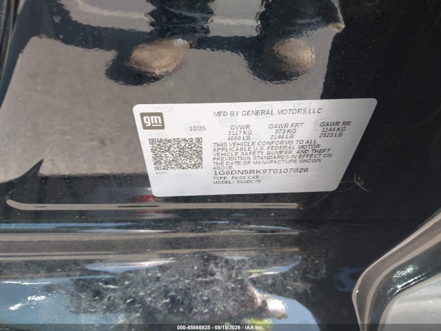 Продаж на аукціоні авто 2026 Cadillac Ct5 Premium Luxury Rwd, vin: 1G6DN5RK9T0107026, номер лоту: 45866925