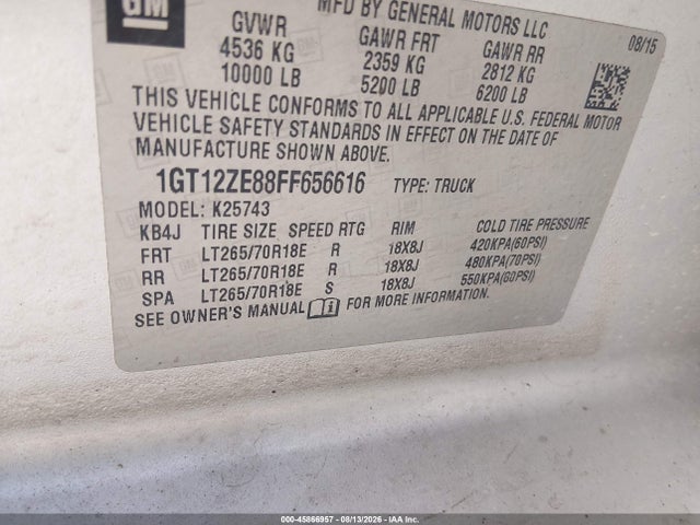 1GT12ZE88FF656616 GMC Sierra 2500hd Available Wifi Slt