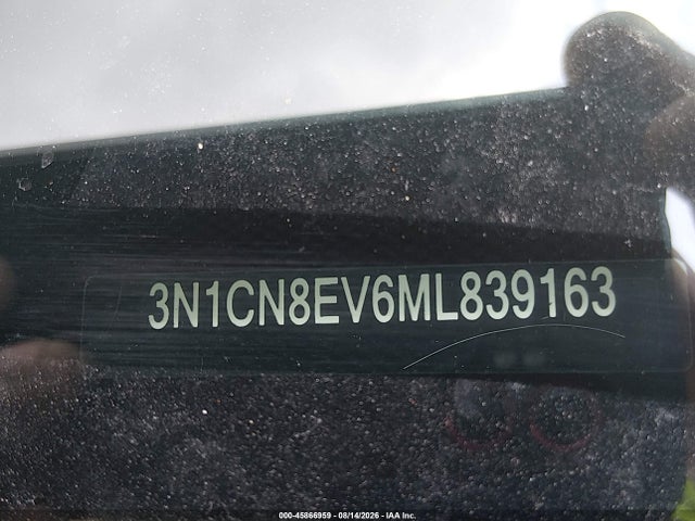 2021 Nissan Versa Sv Xtronic Cvt მანქანა იყიდება აუქციონზე, vin: 3N1CN8EV6ML839163, აუქციონის ნომერი: 45866959