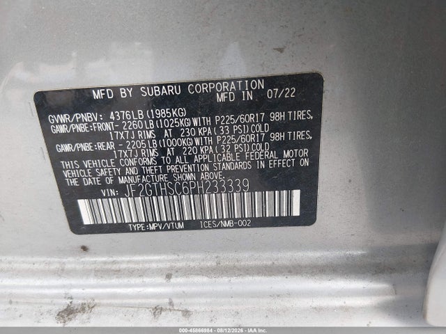 Aukcja sprzedaży 2023 Subaru Crosstrek Sport, vin: JF2GTHSC6PH233339, numer aukcji: 45866984